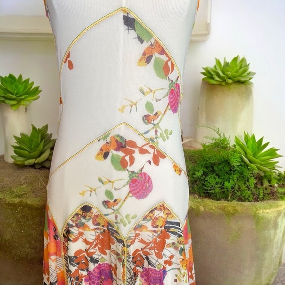 Didier Parakian Floral Art Printed Flowy Maxi Dress | Boho Gypsy Vintage - Picture 3 of 9